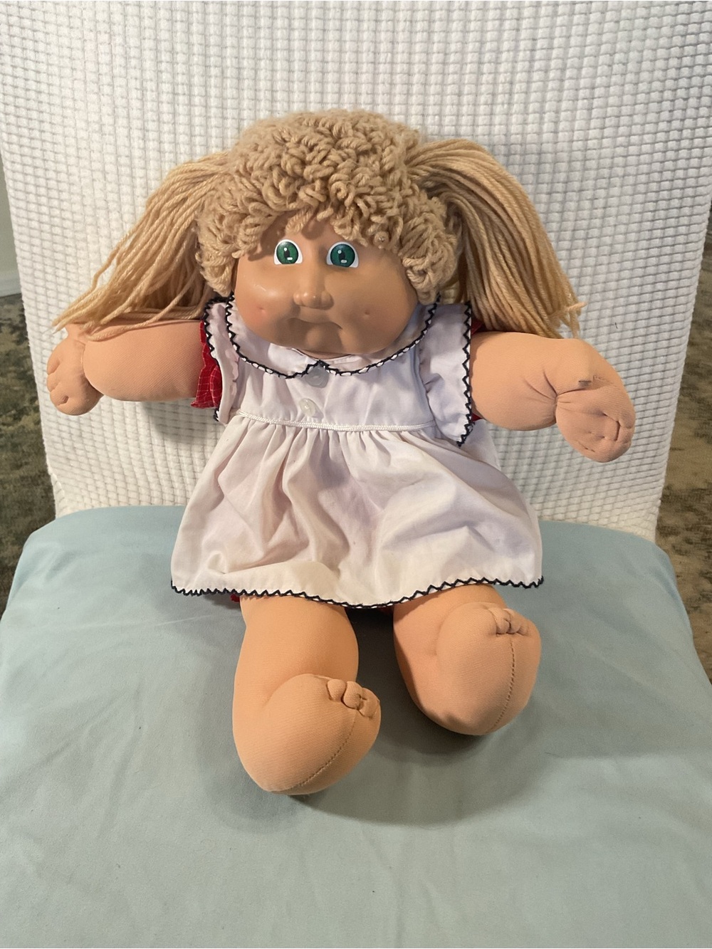 Dirty Blonde yarn Cabbage Patch Kids Green Eyes 16”
